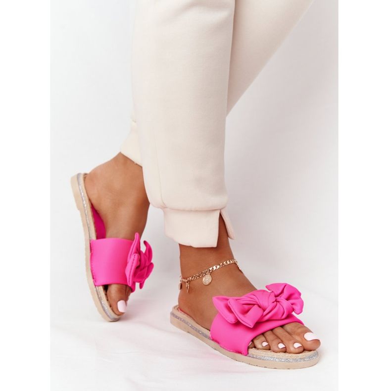 MSMG Pantuflas De Goma Con Lazo Andrea Rosa beige 2