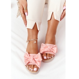 MSMG Pantuflas de Goma Con Lazo Andrea Coral beige multicolor rosa 1