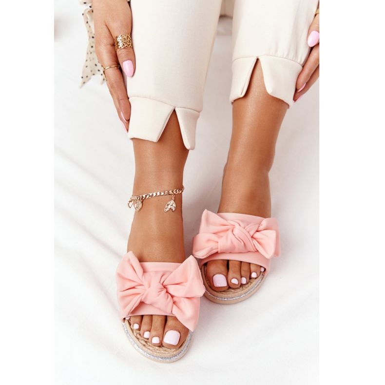 MSMG Pantuflas de Goma Con Lazo Andrea Coral beige multicolor rosado 1