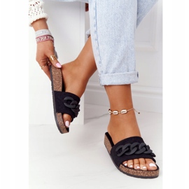 MSMG Pantuflas negras de ante Makayla en la suela de corcho negro 1 MSMG Pantuflas negras de ante Makayla en la suela de corcho negro 1