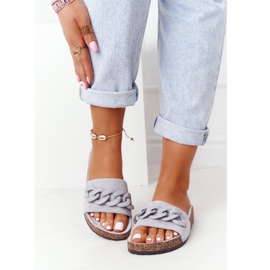 MSMG Pantuflas de ante gris Makayla con suela de corcho 2