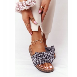 MSMG Pantuflas En Suela De Corcho Con Lazo Cuadros Amara blanco negro 1 MSMG Pantuflas En Suela De Corcho Con Lazo Cuadros Amara blanco negro 1