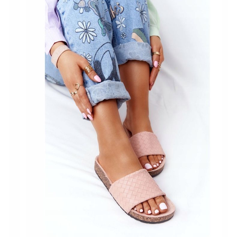 MSMG Pantuflas De Piel Con Suela De Corcho Catalina Rosa Claro rosado 1