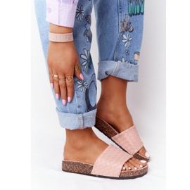 MSMG Pantuflas De Piel Con Suela De Corcho Catalina Rosa Claro rosado 5