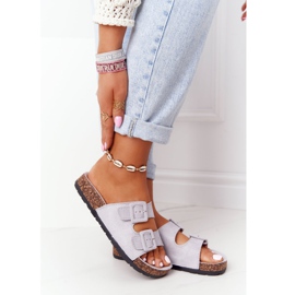 MSMG Pantuflas de ante gris Jennifer con suela de corcho 2