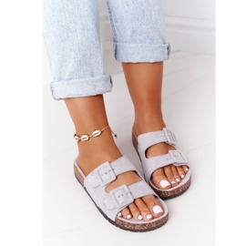 MSMG Pantuflas de ante gris Jennifer con suela de corcho 1