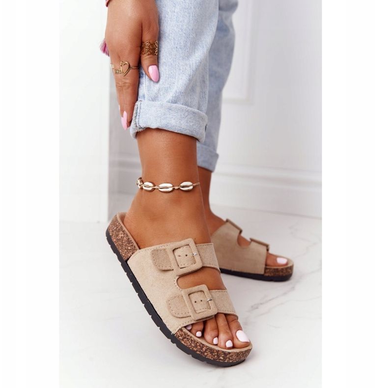 MSMG Zapatillas Jennifer de ante beige con suela de corcho 1