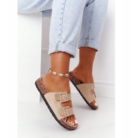 MSMG Zapatillas Jennifer de ante beige con suela de corcho 4