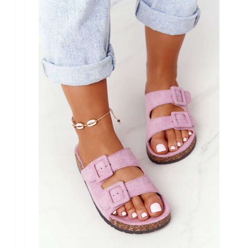 MSMG Zapatillas de ante con suela de corcho Violeta claro Jennifer 1