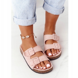 MSMG Pantuflas de ante en la suela de corcho Rosa claro Jennifer rosado 1