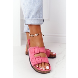 MSMG Pantuflas de ante rosa Jennifer con suela de corcho 2