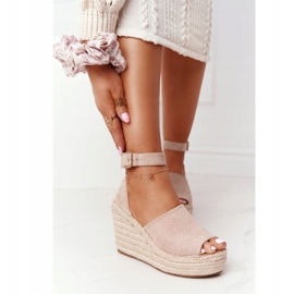 MSMG Sandalias de cuña con trenzas Makenna beige 1
