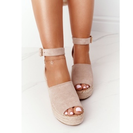 MSMG Sandalias de cuña con trenzas Makenna beige 4