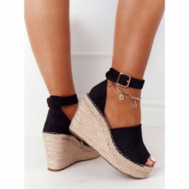 MSMG Sandalias de cuña con trenzas Makenna negras negro 4