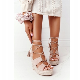 MSMG Sandalias Cuña Atadas Beige Mallorca 2