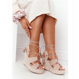 MSMG Sandalias Cuña Atadas Beige Mallorca 4