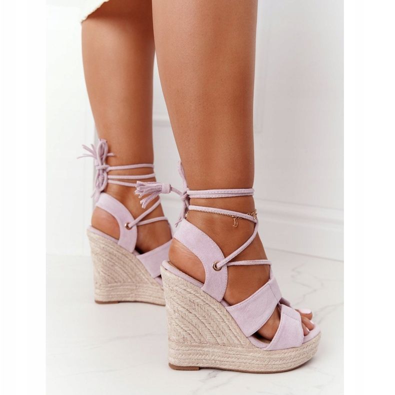 MSMG Sandalias Cuña Atadas Violeta Mallorca púrpura 1