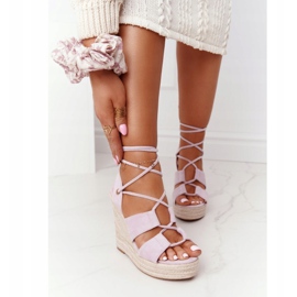 MSMG Sandalias Cuña Atadas Violeta Mallorca púrpura 2