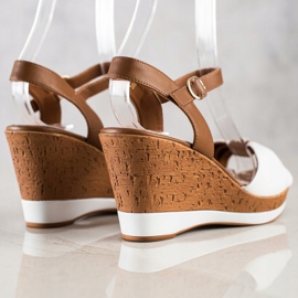 Sandalias de moda en cuña Sergio Leone blanco marrón 2
