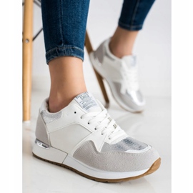SHELOVET Zapatillas de deporte blancas y grises con estilo blanco 2 SHELOVET Zapatillas de deporte blancas y grises con estilo blanco 2