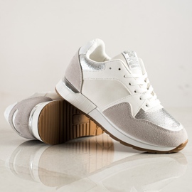 SHELOVET Zapatillas de deporte blancas y grises con estilo blanco 1 SHELOVET Zapatillas de deporte blancas y grises con estilo blanco 1
