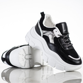 SHELOVET Zapatillas elegantes con purpurina negro 3