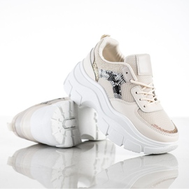SHELOVET Zapatillas elegantes con purpurina beige 3