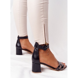 Sandalias Piel Tacón Alto Maciejka 04141-46 Negro-Dorado 6