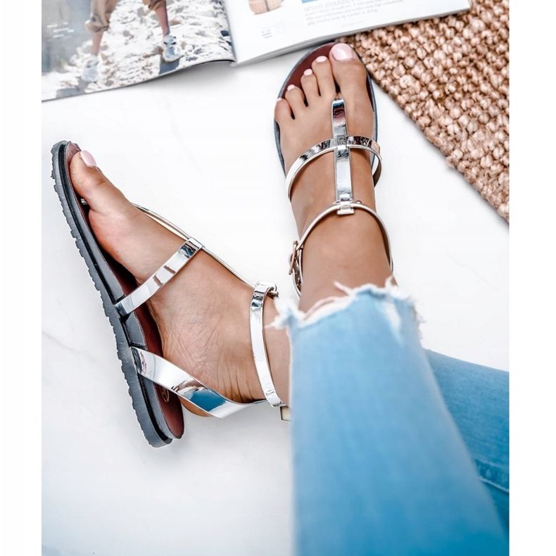 Sandalias de espejo plateadas Lu Boo Roman Japanese Lento plata 3 Sandalias de espejo plateadas Lu Boo Roman Japanese Lento plata 3