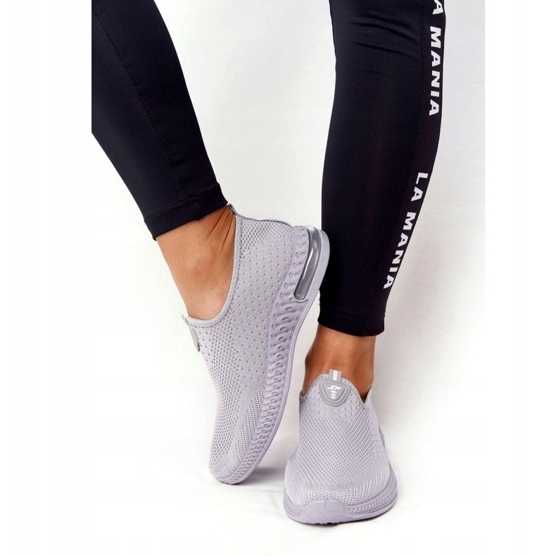 PS1 Zapatos Deportivos De Mujer Sin Cordones Gris Be Stretchy 3