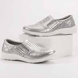 Kylie Zapatos de cuero plateados gris 5