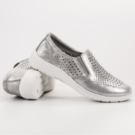 Kylie Zapatos de cuero plateados gris 3