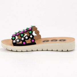 SHELOVET Pantuflas de mujer casual negro multicolor 7
