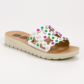 SHELOVET Pantuflas de mujer casual blanco multicolor 1 SHELOVET Pantuflas de mujer casual blanco multicolor 1