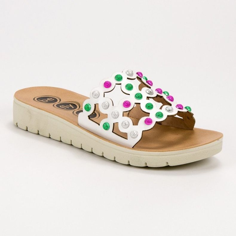 SHELOVET Pantuflas de mujer casual blanco multicolor 1 SHELOVET Pantuflas de mujer casual blanco multicolor 1