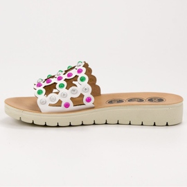 SHELOVET Pantuflas de mujer casual blanco multicolor 2 SHELOVET Pantuflas de mujer casual blanco multicolor 2