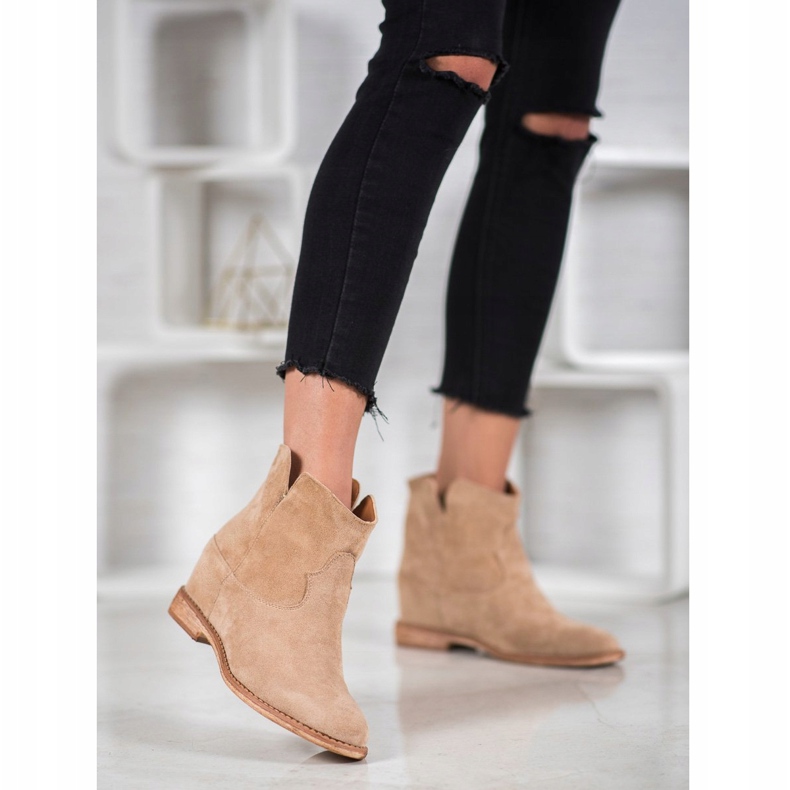 Bella Paris Botas vaqueras de ante beige 2