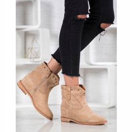 Bella Paris Botines de ante con pedrería beige 2