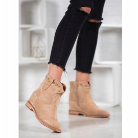 Bella Paris Botines de ante con pedrería beige 3