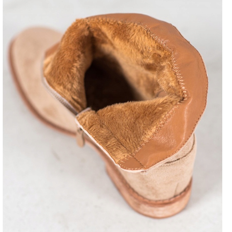 Bella Paris Botines de ante con pedrería beige 1