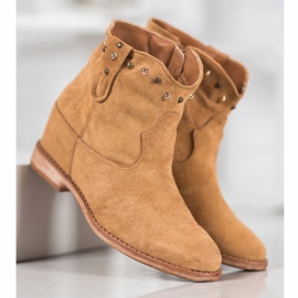 Bella Paris Botas camperas de ante con jets marrón 3