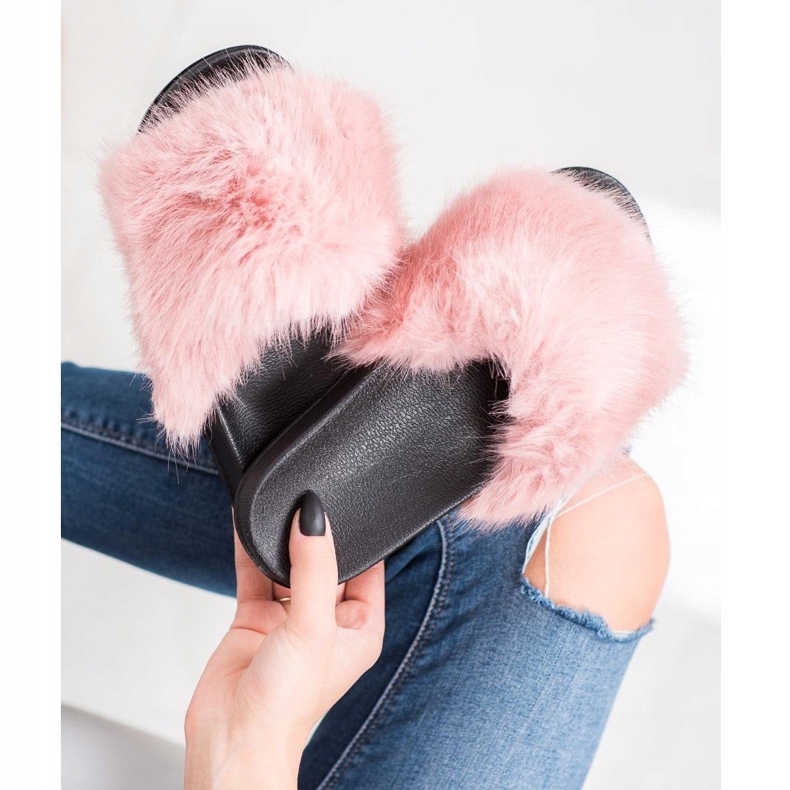 SHELOVET Zapatillas de piel cómodas rosa 2