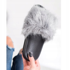 SHELOVET Zapatillas de piel cómodas gris 1