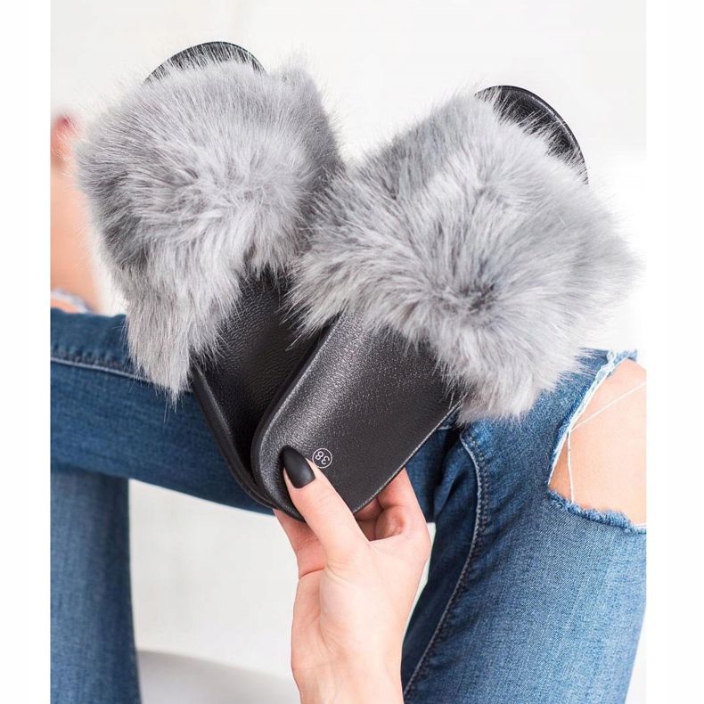 SHELOVET Zapatillas de piel cómodas gris 2