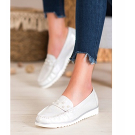 Sergio Leone Mocasines con Perlas gris 2