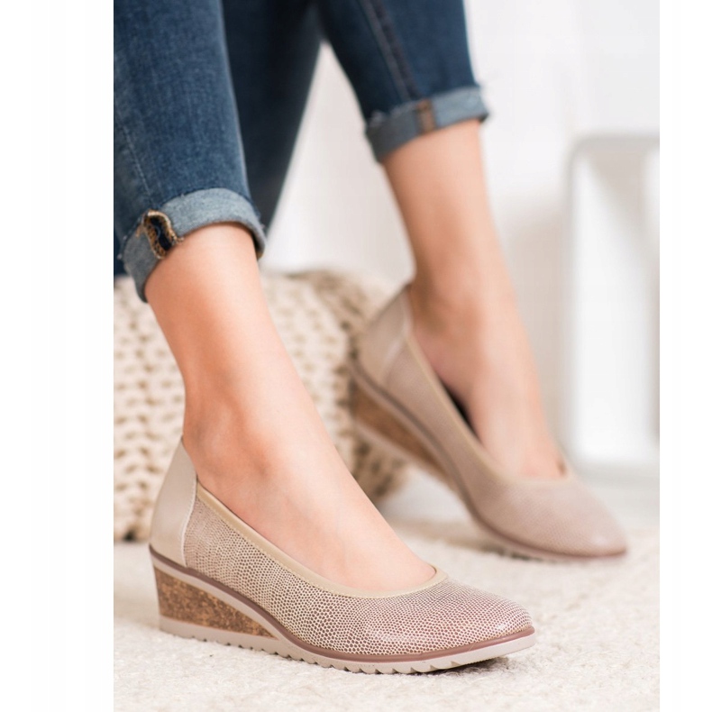 Bailarinas elegantes VINCEZA beige marrón 1