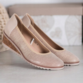 Bailarinas elegantes VINCEZA beige marrón 2