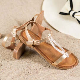 Small Swan Sandalias elegantes con cuero ecológico dorado 2