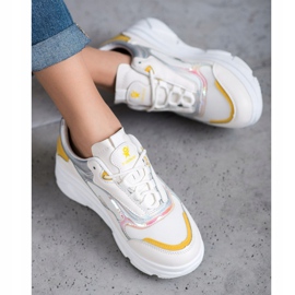 SHELOVET Zapatillas blancas de moda blanco amarillo 4
