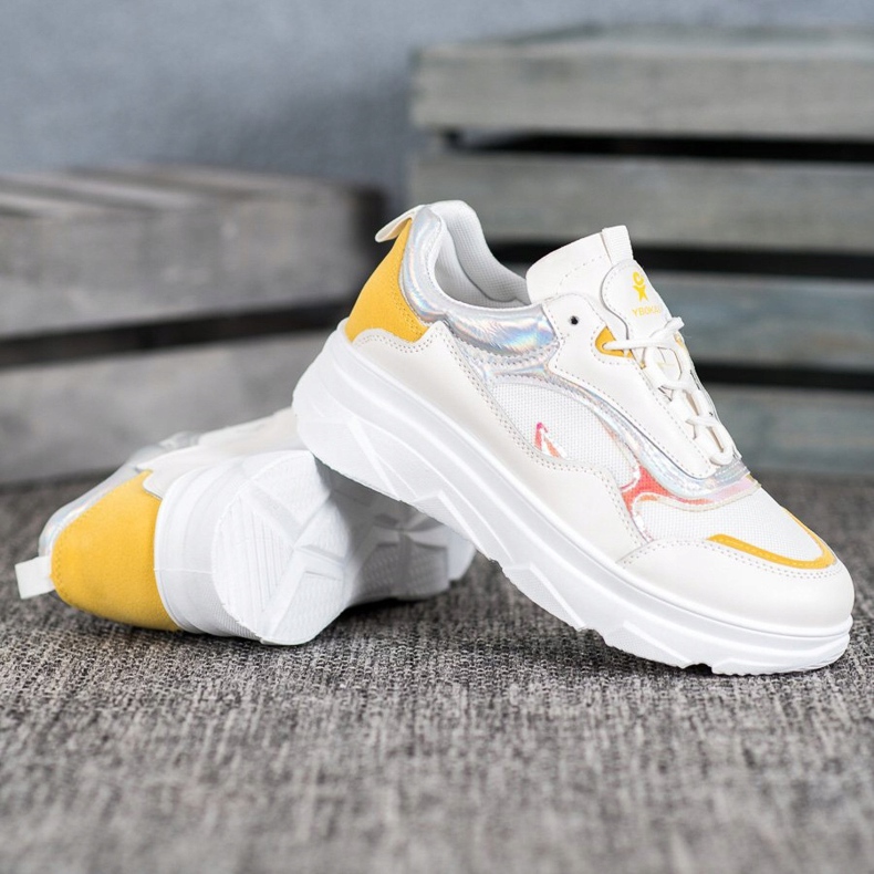 SHELOVET Zapatillas blancas de moda blanco amarillo 2